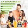 Blender Replacement Parts For Ninja, 32Oz & 24Oz Ninja Blender Cups Replacement With To-Go Lids & 7-Fins Extractor Blade 4