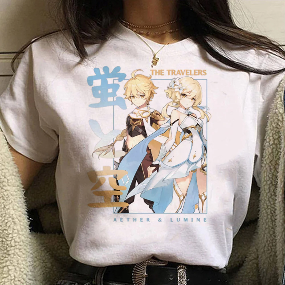 2023 New Genshin Impact T Shirt Women Funny Anime Short Sleeve T Shirt Female Graphic Harajuku Anime Y2K Clothes T Shirt Tops