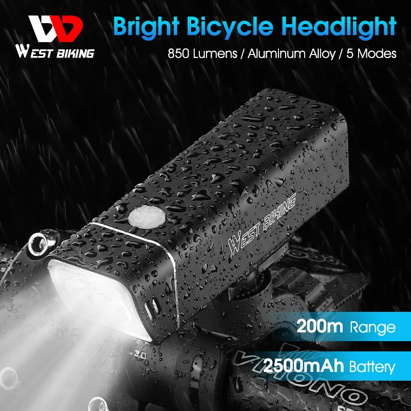 

WEST BIKING Bike Light USB Rechargeable LED Bicycle Lights 5 Modes MTB Road Flashlight Bicycle Headlight for Cycling Front Lamp