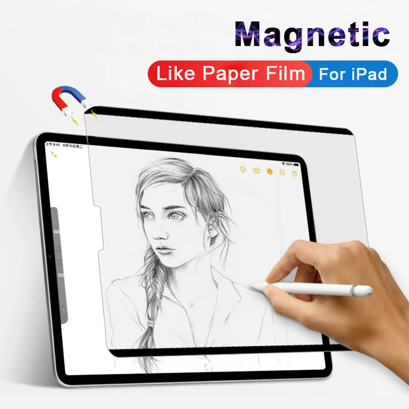 Magnetic Like Paper Film For iPad Pro 12.9 11 9 10th Generation Screen  Protector Air 5 4 10.9 7th 8th 9th 10.2 Mini 6 2021 Matte - AliExpress