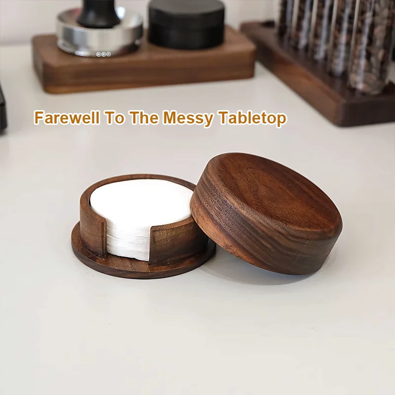 51/53/58MM Coffee Filter Paper Storage Box Solid Wood Round Mocha Pot  Filter Paper Dust-proof Storage Box Filter Paper Holder 5