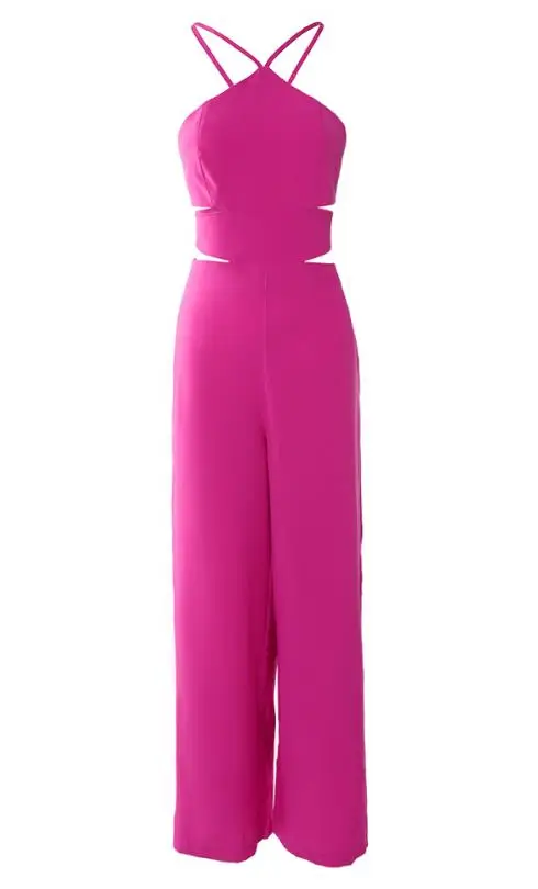 Women's Summer Suspender Vest Short Hollow Criss Cross Backless Slit Hem Halter Fashionable Casual Slimming Urban Jumpsuit