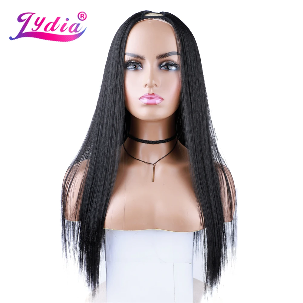 Lydia Long Silky Straight V Part Hair Wigs Heat Resistant Synthetic 20Inch Ladies  Daily Cosplay Futura Fiber Brown Blonde 50cm