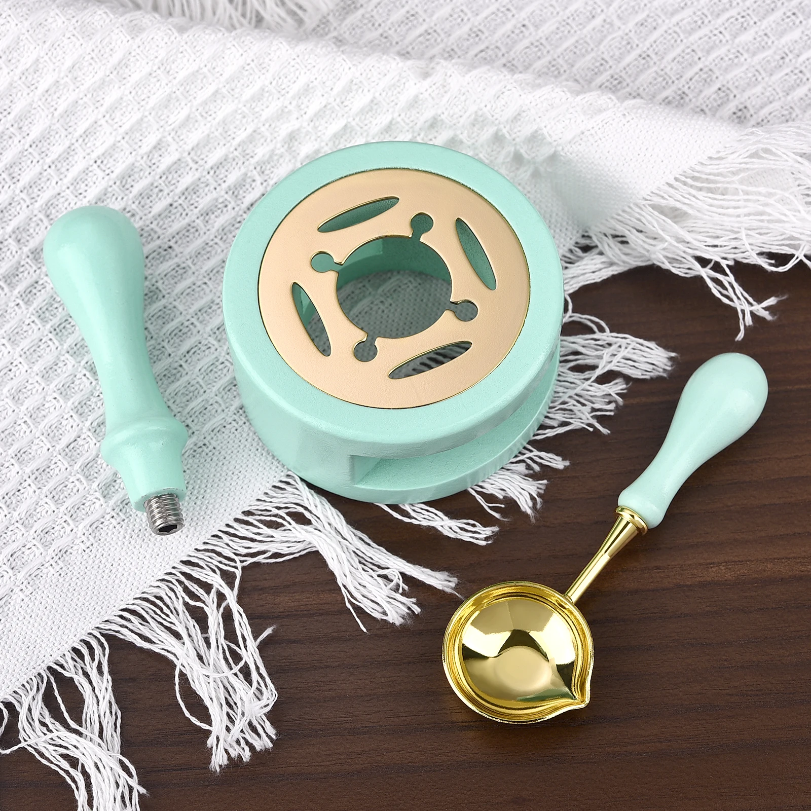 Retro Sealing Wax Set with Wood Handle and Decorative Spoon