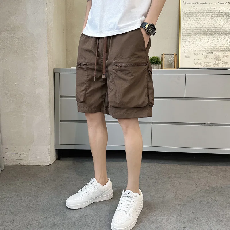 BATA Quick-drying Summer Multi-pocket Thin Solid Color Simple Loose Workwear Five-point Casual Sports Shorts