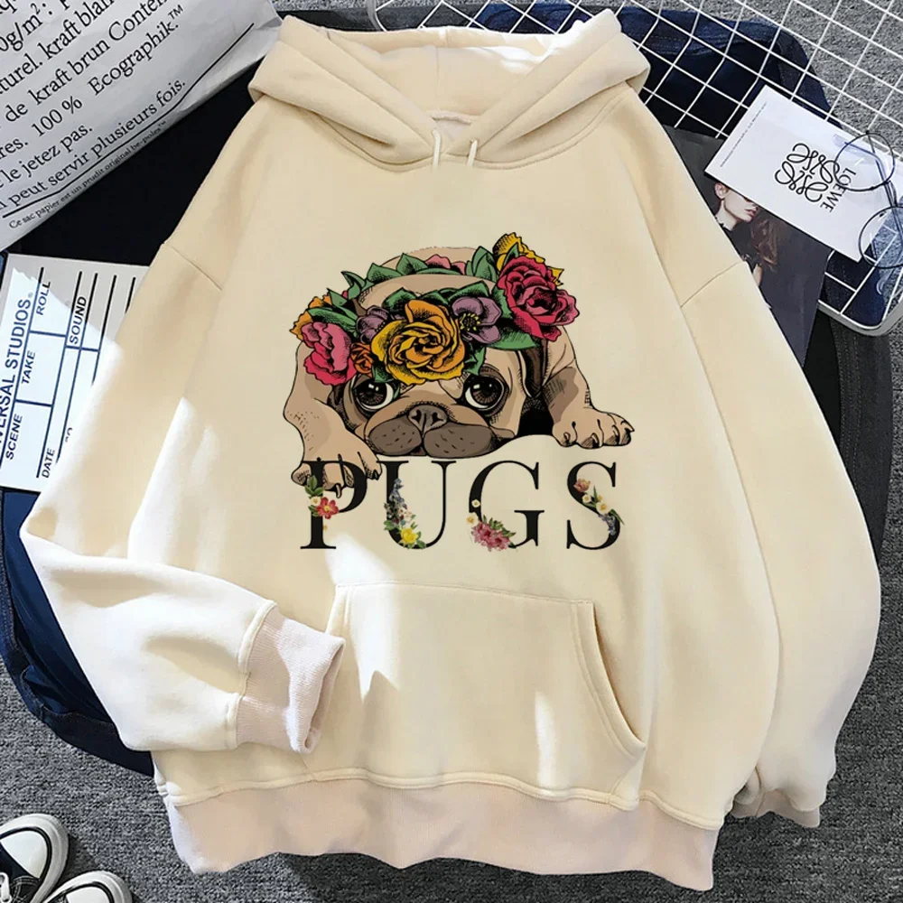 Pug hoodies Men Fleece long sleeve top sweat y2k anime Hooded Shirt Men and women streetwear clothes