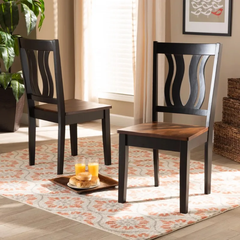 

Baxton Studio Fenton Modern and Contemporary Transitional Two-Tone Dark Brown and Walnut Brown Finished Wood 2-Piece Dining Chai
