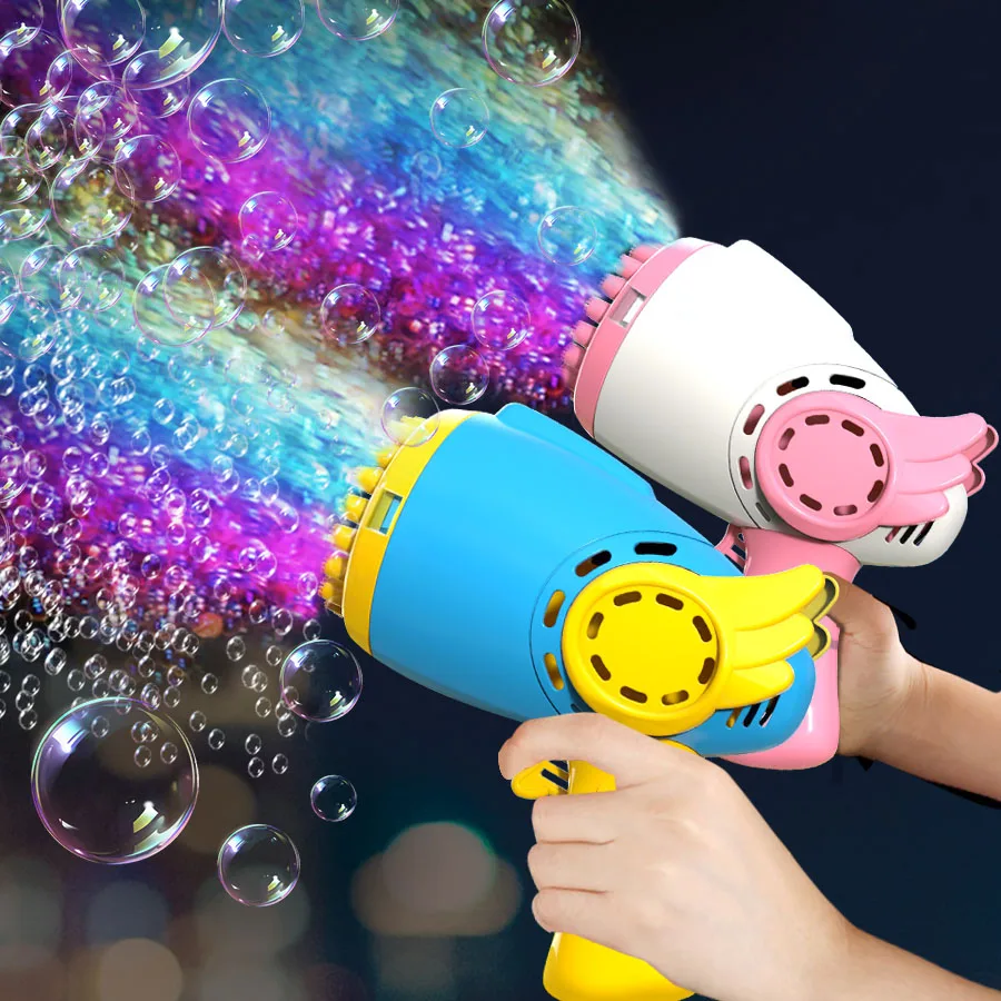 The 40-nozzle, fully automatic Angel Wings bubble gun – a stylish handheld toy that adds a festive atmosphere to outdoor wedding