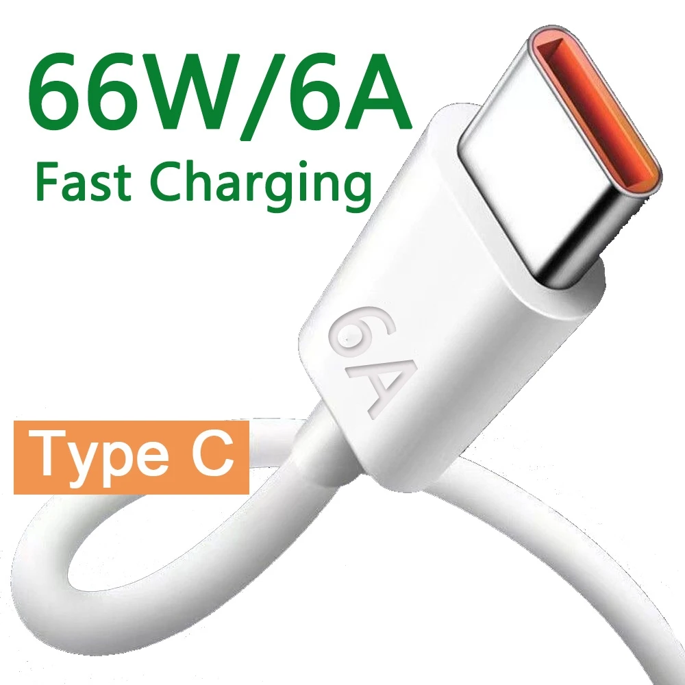  66W 6A Super Fast Charing USB Type C Cable Data Cord for Huawei P40 Xiaomi Mi13 Oneplus Realme POCO Phone Charger USB C Cable 