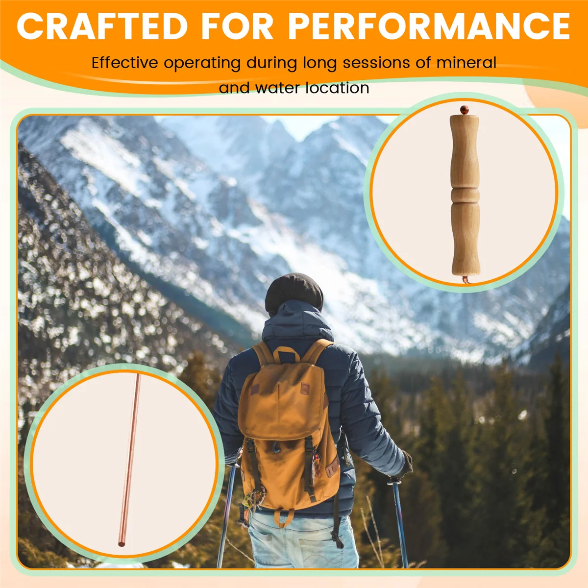 Copper Dowsing Rods Kit for Divination Tool-Natural Wooden Handles Divining Rods