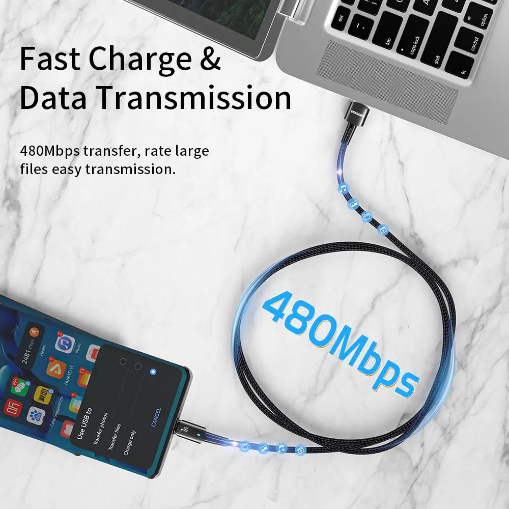 Essager 7A Type C USB Cable - 100W Fast Charging Data Cord