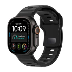 Sport Silicone Strap with Stainless Steel Clasp for 44 45 46 49mm (Black)