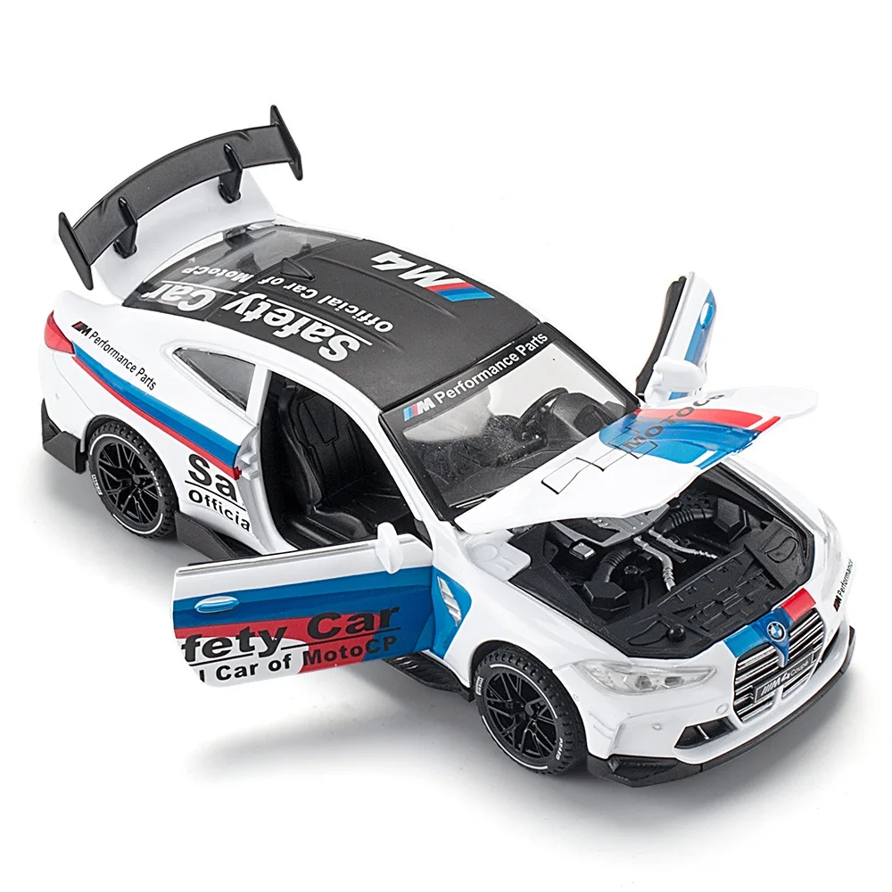1:32 BMW M4 슈퍼카 합금 자동차 모델, 풀백 사운드 라이트, 어린이 선물 컬렉션, 다이캐스트 장난감 모델 A469