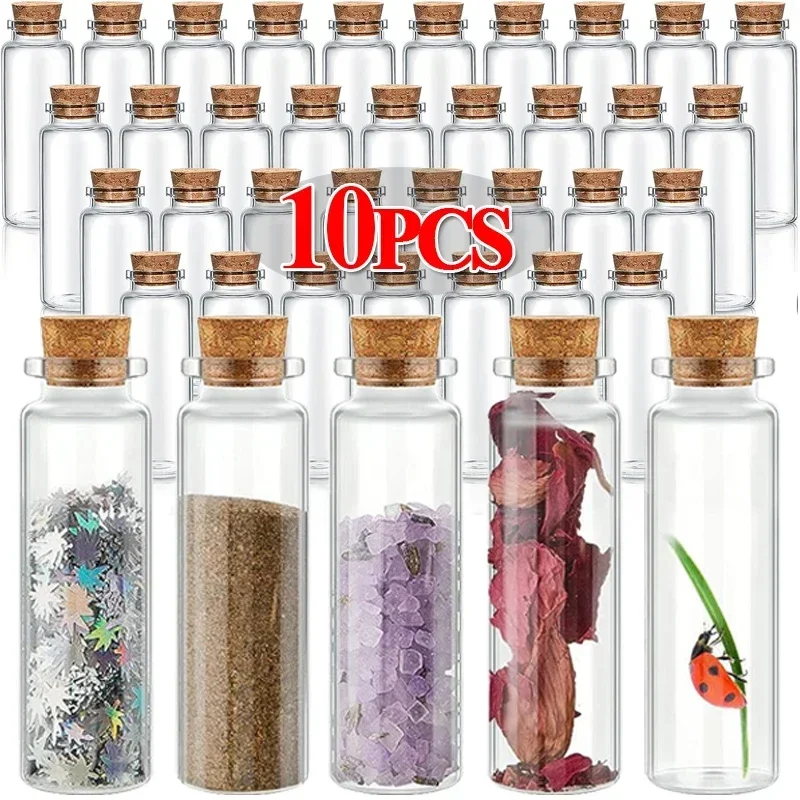 Mini Clear Glass Bottles with Cork Stopper Wishing Drifting Bottles for Wedding Favors Party Decor DIY Craft Jars Vials 10Pcs glass bottles mini glass bottles