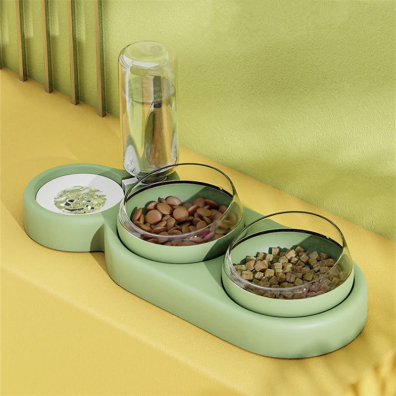 

Pet Cat Bowl Automatic Feeder Dog Cat Food Bowl With Water Fountain Double Bowl Drinking Raised Stand Dish Bowls For Cats