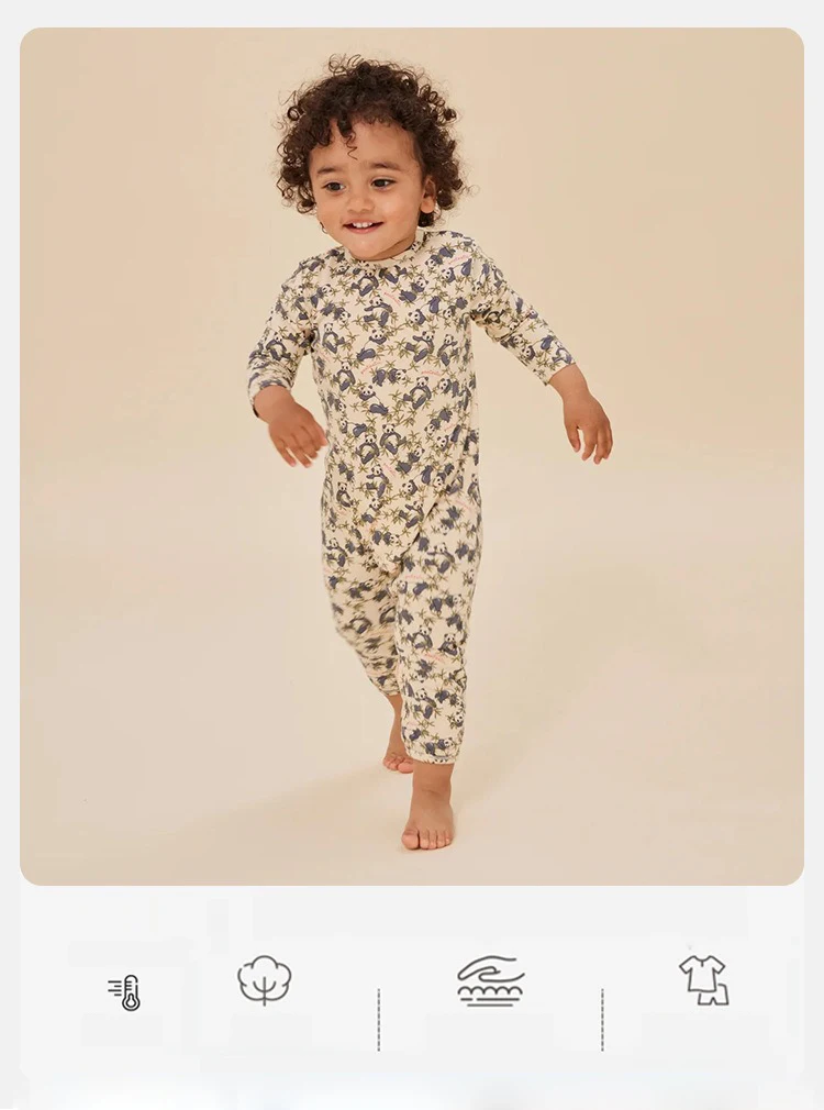 Ircomll Bodys und Einteiler für Kleinkinder, Mädchen und Jungen, langärmlig, mit Muster bedruckt, Kleinkind-Kleidung, Herbst-Overalls, Outfits – Detail 1