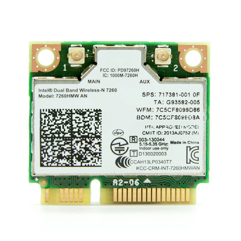 뜨거운 판매 1Pcs 미니 PCI-E 듀얼 밴드 2.4G/5Ghz 무선 네트워크 카드 7260 7260HMW 블루투스 4.0 802.11a/b/g/n