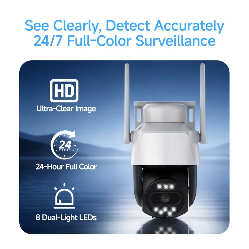 4G LTE Solar Security Camera 5MP PTZ Battery Powered Outdoor Cam with AI Human Detection AOV Mode Surveillance for No WiFi Areas 3