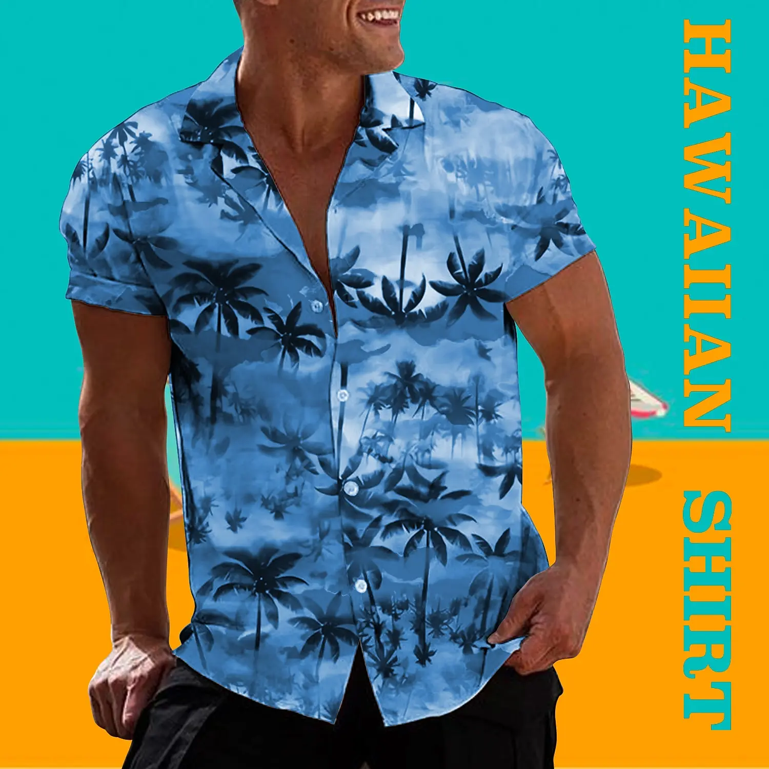 Coconut Beach Casual Men's Short Sleeve Shirt Fashionable and Comfortable Cardigan Hawaiian Top Casual Men's Shirt