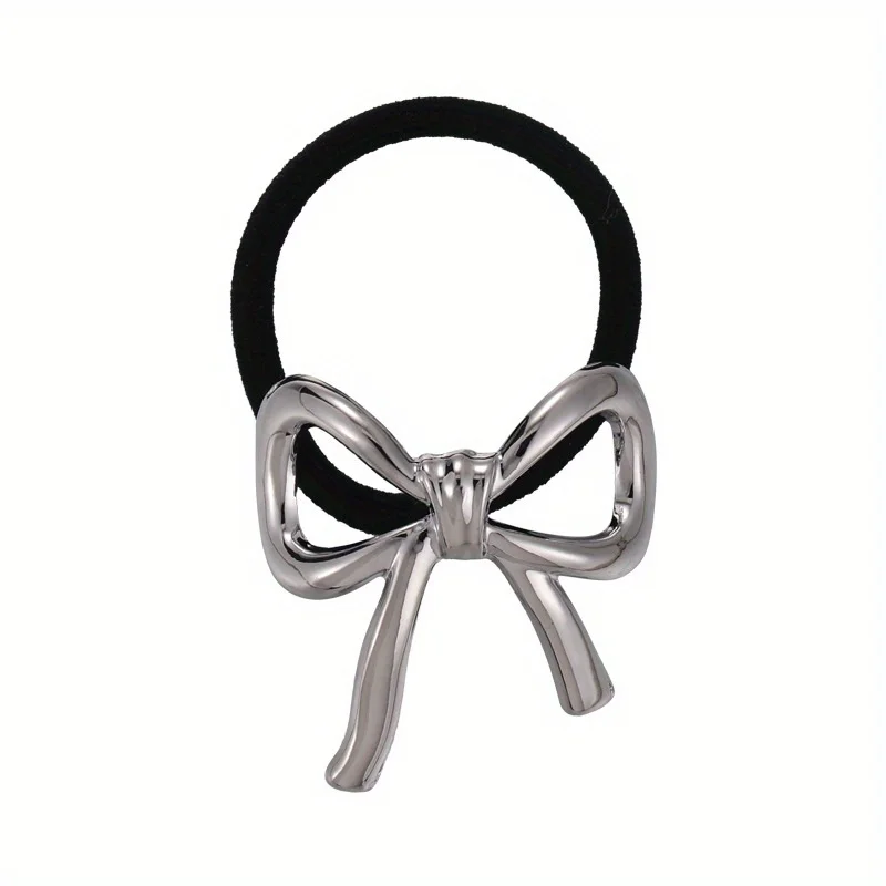 Haargummi mit Schleife im koreanischen Stil – neues hochwertiges schwarzes elastisches Haarband für Dutt-Frisuren, Haargummi auf der Rückseite, Gummiband – Detail 10