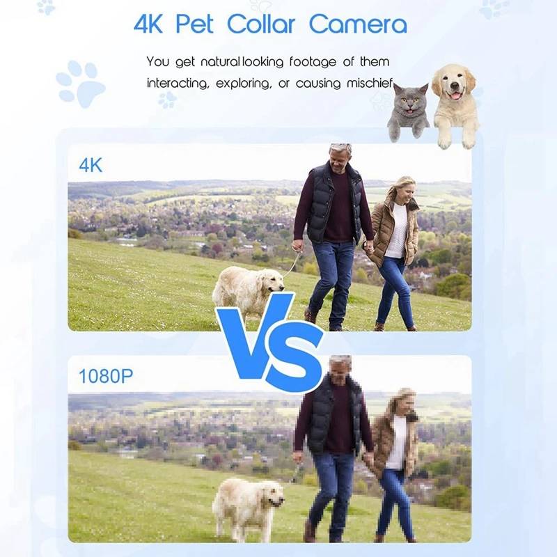 4K 30Hz Pet Collar Camera, Animal Vlog Camera Mini Action Camera For Video Records Dog Collar Camera 2