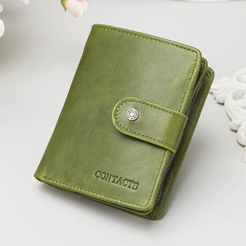 

Men's Vintage RFID Genuine Leather Wallet Male Crazy Horse Cow Short Zipper Trifold Wallets Coin Pocket Card Holder Small Purse