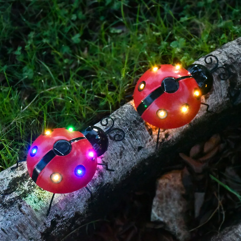 1-4Pcs Solar Ladybug Lamp Outdoor IP65 Waterproof Anti Corrosion LED Solar Powered Light For Garden Lawn Tree Landscape Decor