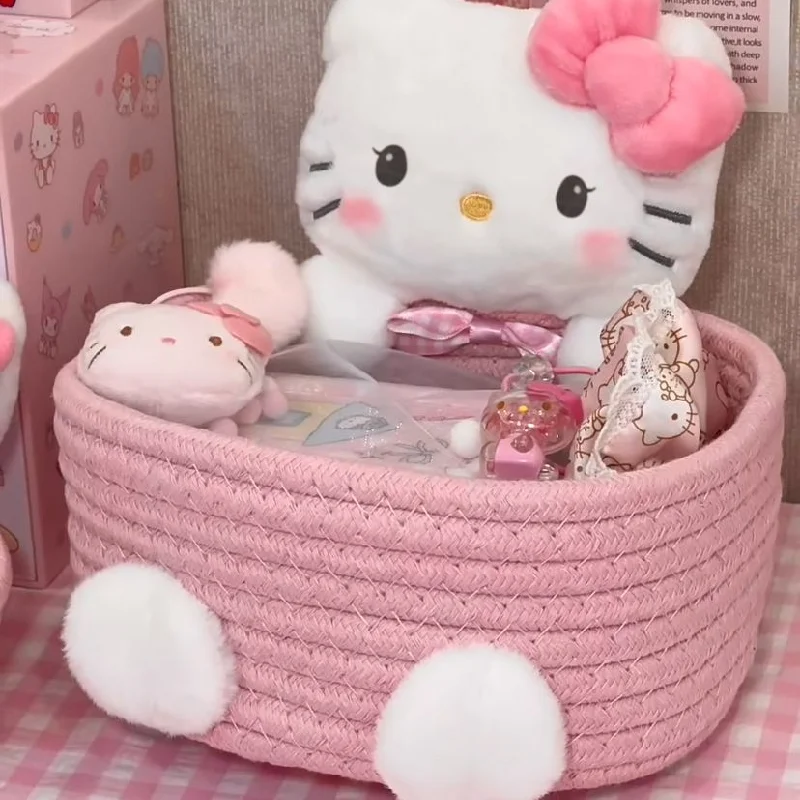 Sanrio New Cute High Value Cartoon Storage Basket Hello Kitty