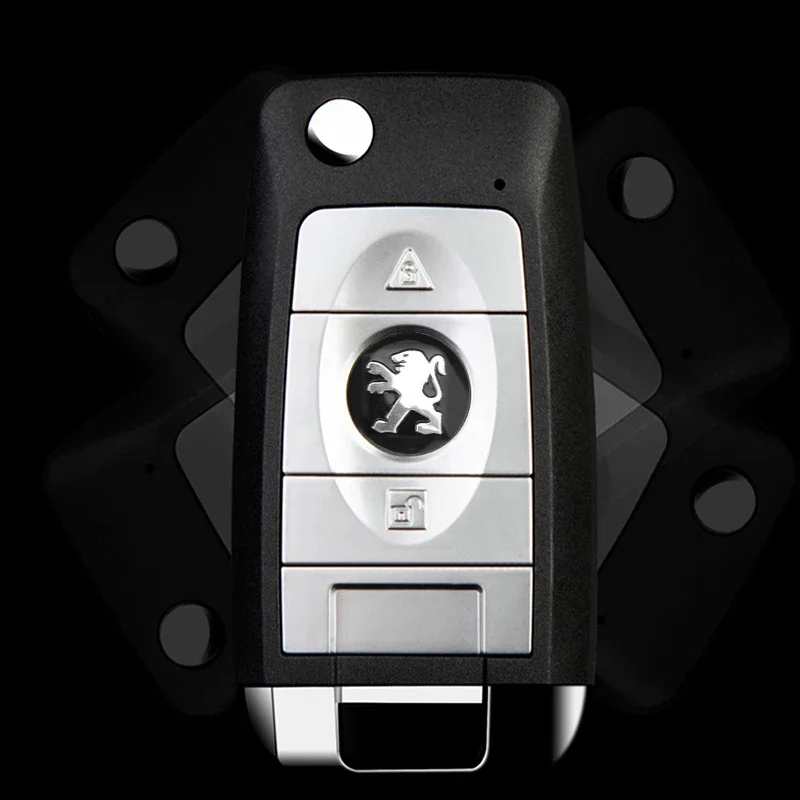 푸조 508 308 3008 307 207 208 2008 306 406 4008 5008 206 408 407 301용 14mm 알루미늄 자동차 키 장식 스티커 데칼 3개