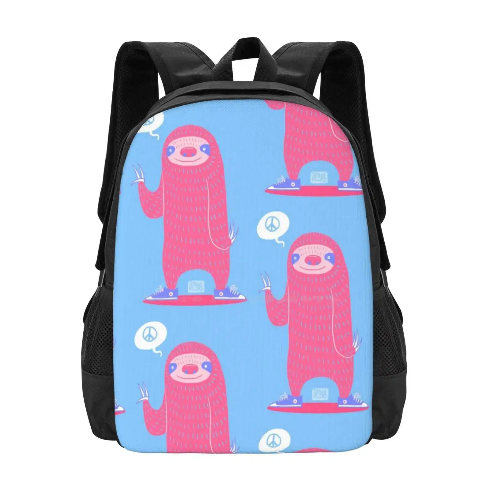 

Вместительный школьный рюкзак Peace Love Sloths для ноутбука, сумки для ленивых с надписью Peace Chill Bubblegum розового и синего цветов, Cmyk