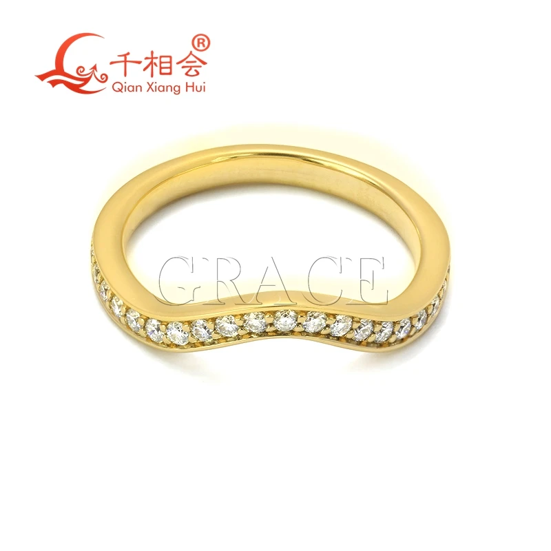 2.5mm  wave  V shape S925 yellow silver rings Hot Sale  half Eternity Ring D VVS  Moissanite Wedding Engagement Ring Ladies men 1 5 3mm baguette white moissanite eternity band ring 925 sterling silver rings jewelry rings engagement ladies men