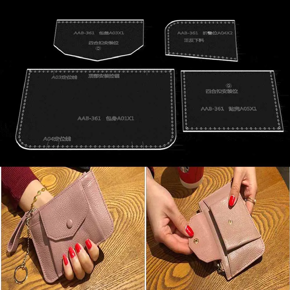 

Leather Bag Pattern Making with Kraft Paper and Acrylic Templates for Zipper change bag, card bag, handbag