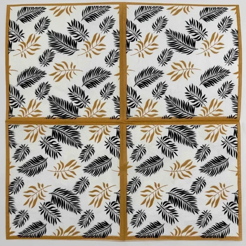 10/20pcs 2-Ply Party Decorative Paper Black Gold Leaf Pattern Colourful Gold Trimmed Paper Placemats Butterfly Bone Bart