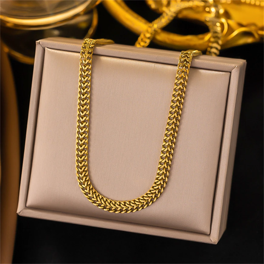 316L Stainless Steel Jewelry Minimalism Japan Korea Weave Charm Thick Chain Bracelets Necklaces For Women fashion accessories
