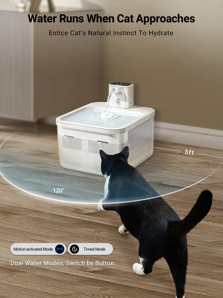 DownyPaws 2.5L Wireless Cat Water Fountain Battery Operated Automatic