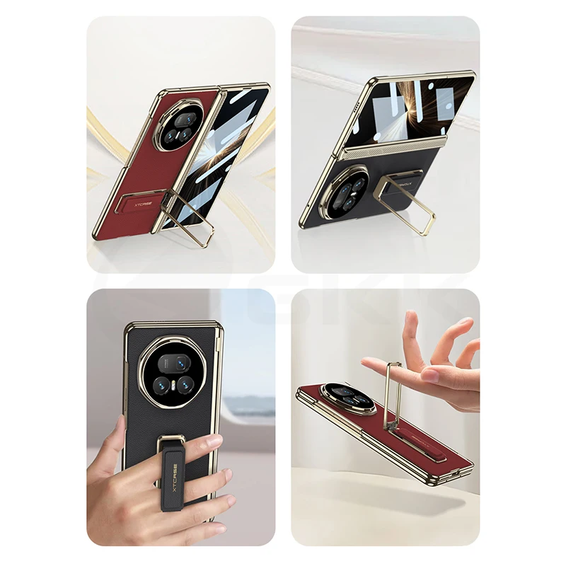 Magnetic Hinge Plating Case For Honor Magic V5 Leather Fold Stand Wristband Scre