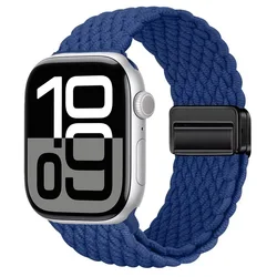 Nylon Braided Magnetic Strap for Apple Watch - Comfortable and Stylish Design (Blue)