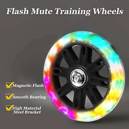 Ruote Ausiliarie Per Biciclette Bambino – Flash Mute, 1 Paio, Compatibili Con Bici 12-20 Pollici, Con Luci Lampeggianti, Rosa - 4