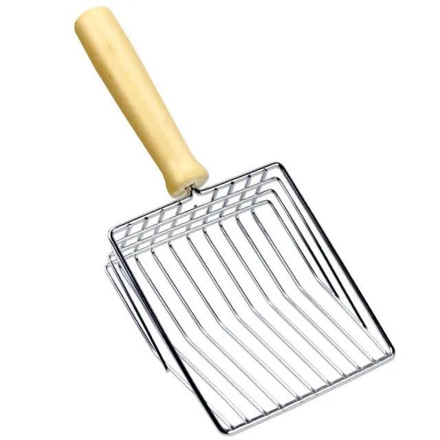 Cat Litter Shovel Stainless Steel Sand Scoop for Cats Toilet Cleaning Tools Metal Wooden Handle Cat Litter Scoop Pet Supplies 6
