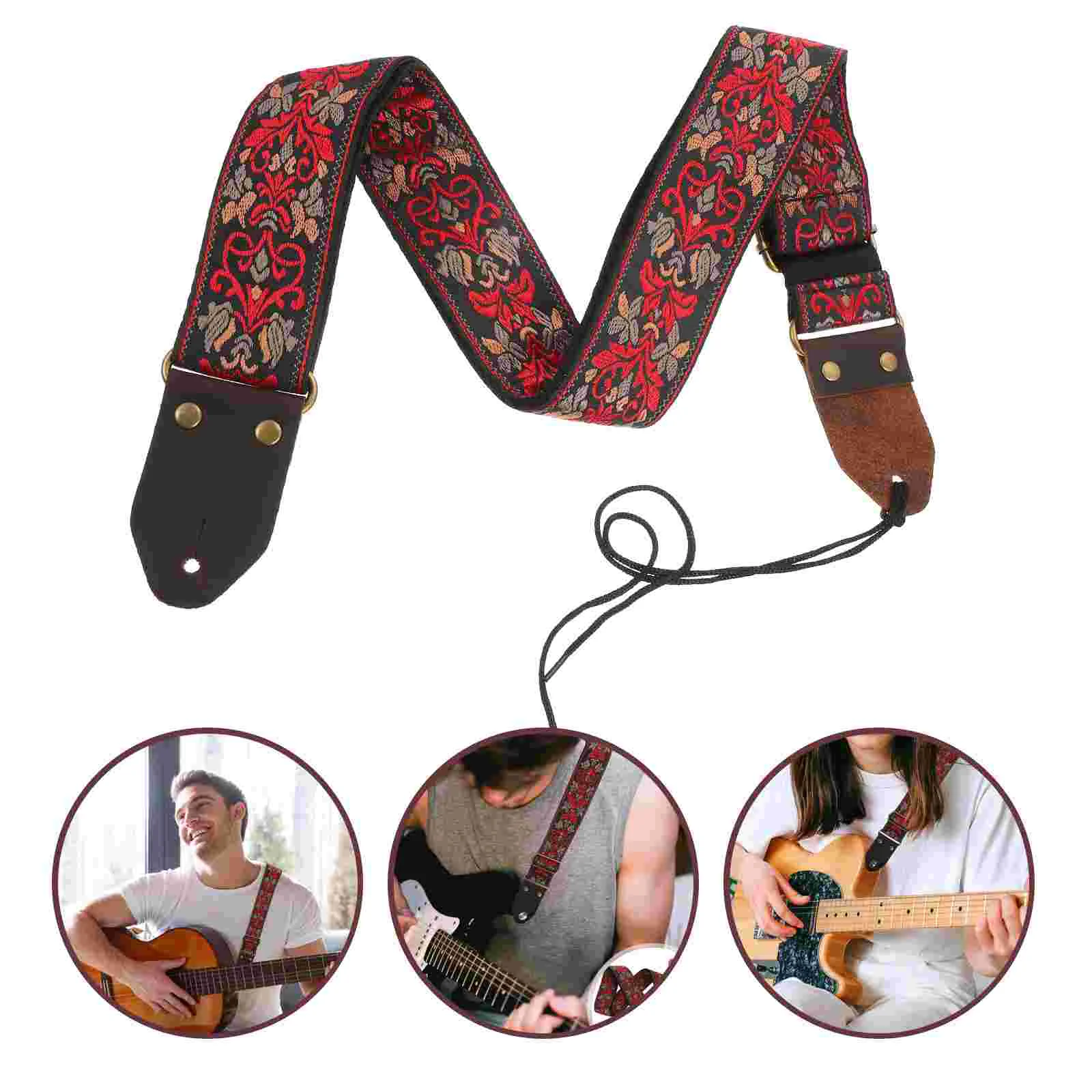 

Вышитый ремень для гитары, электрический ремень, сменный декоративный фольклорный полиэстер, хлопок