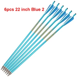 Premium Aluminum Crossbow Bolts - High Strength Arrows with 4 Feathers (6pcs 22inch Blue 2)
