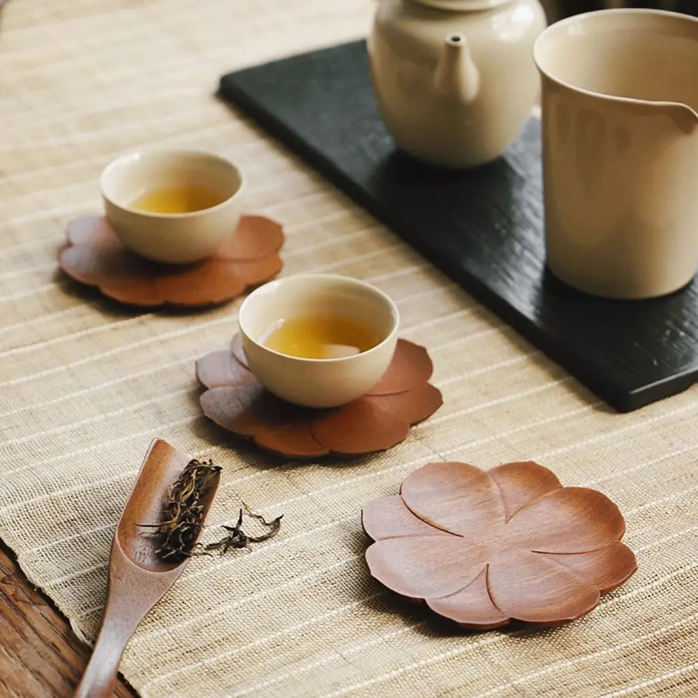 

Creative Kitchen Accessories Dining Decor Rosewood Wooden Coasters Wood Pads Petal Coaster Coffee Mug Pad Tea Cup Mat