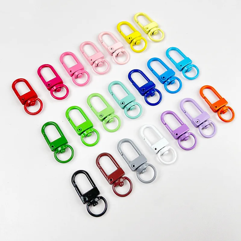 10/20pcs Metal Lobster Clasps Hooks Keyring Colored Rotating Keychain Buckle For DIY Jewelry Making Key Ring Chain Accessories