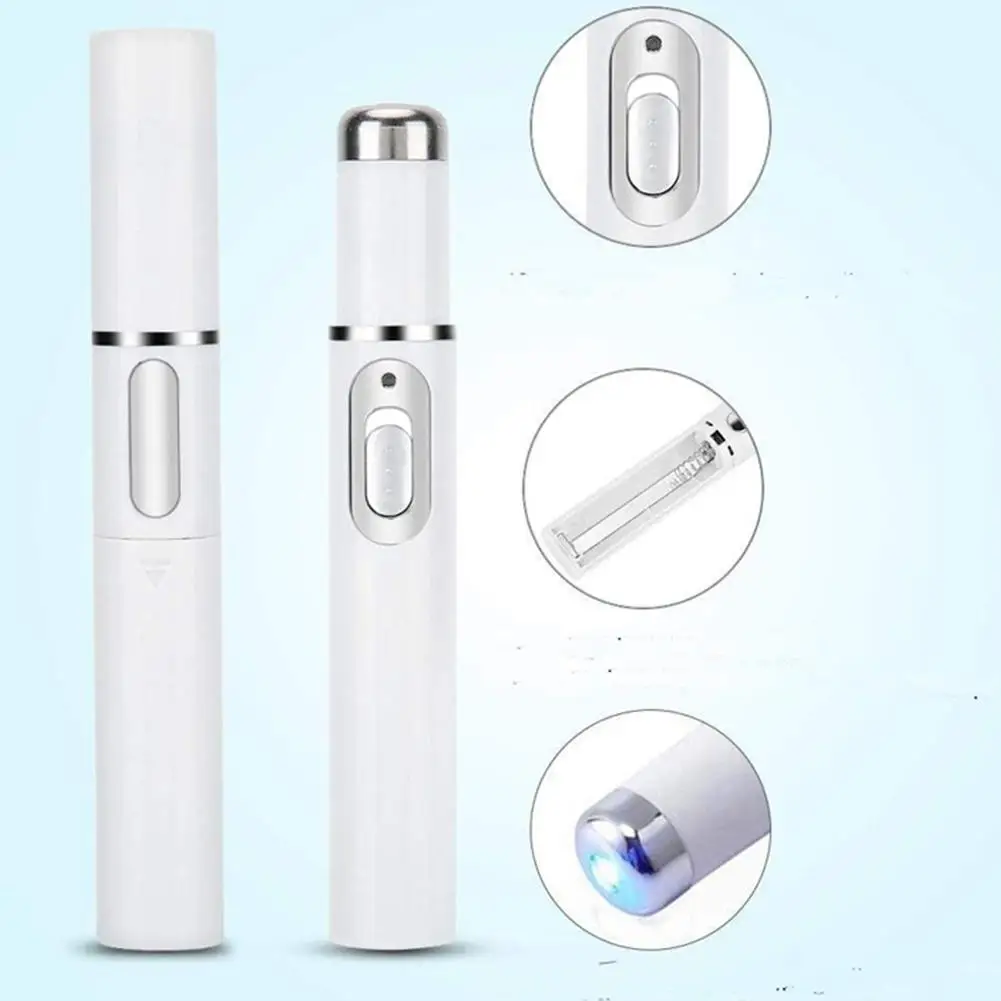 Blue Light Acne Pen Mini Blue Light Acne Pen Eye Massager Anti-Pouch Black Eye Massage Stick and Face Beautifying Instrument