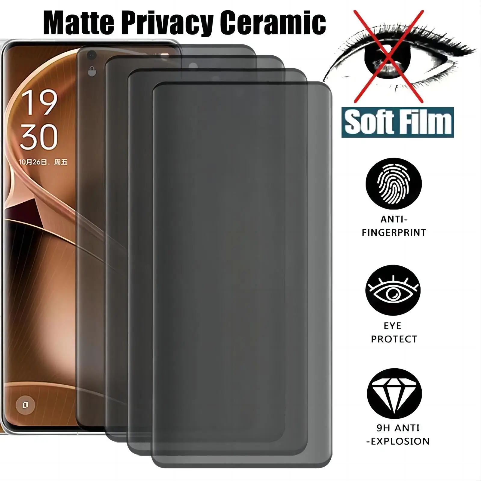4PCS Matte Anti Spy Ceramic Film For OPPO Find X5 Pro X3 Privacy Screen Protector For OPPO A96