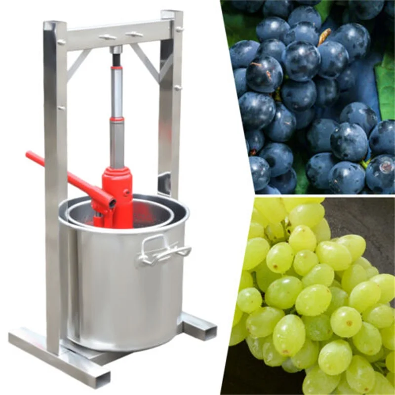 Fruit Wine Press 12L Grape Crusher Juice Maker Stainless Steel with Hydraulic Jack Wine Making Tool