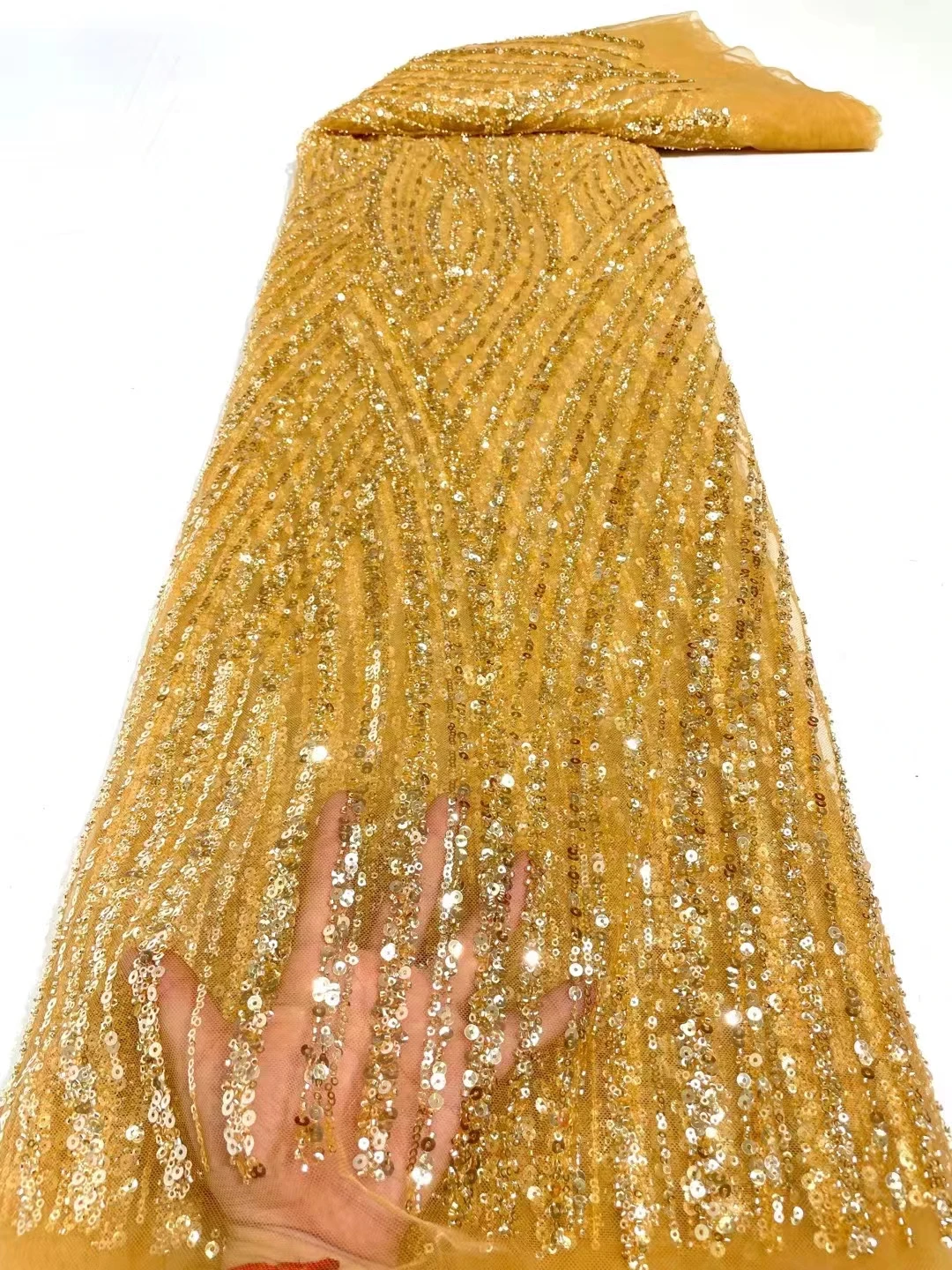 

New exquisite light luxury bead tube sequins line sense vertical stripes, high-end European and American party dresses