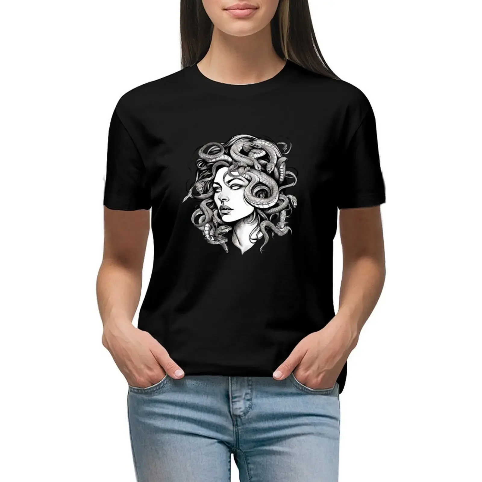 

Medusa T-shirt Female clothing Short sleeve tee korean fashion summer blouses woman 2024