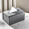Waterproof Leather Texture Tissue Box Cover Napkin Holder Wet Paper Case Living Room Car Organizers Desk Storage 6