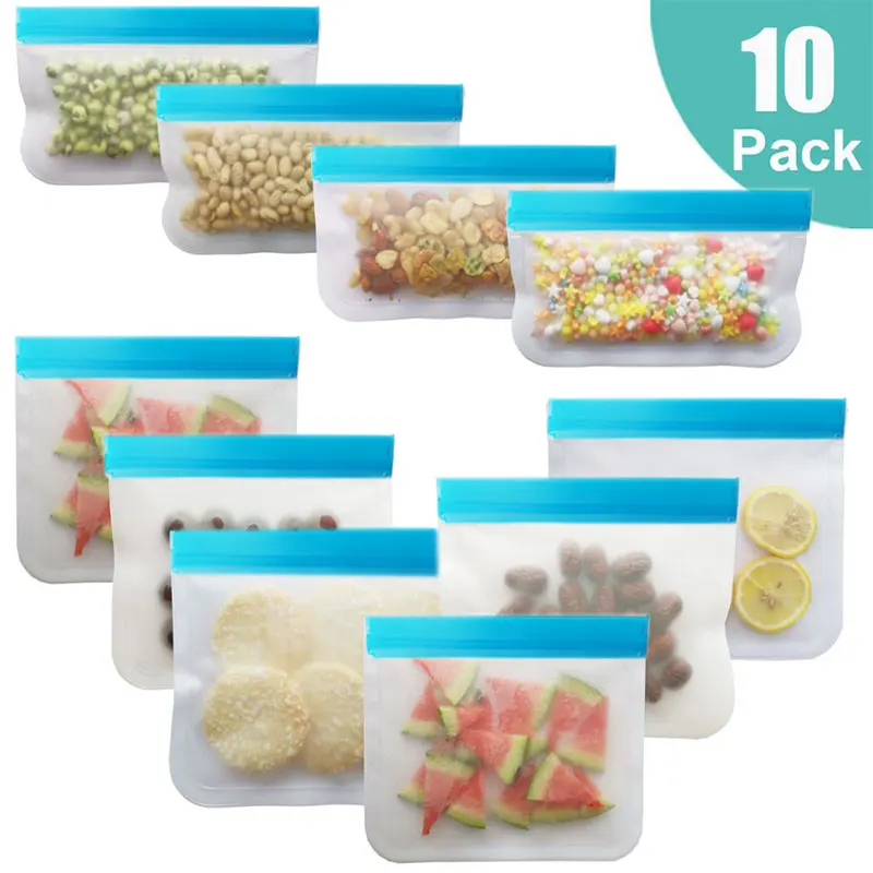Silicone Food Storage Bag Reusable PEVA Fresh-keeping Bag Fruit And Vegetable Sealed Kitchen Leak-proof Ziplock Storage